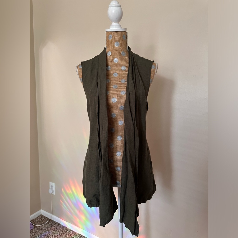 Who What Wear Linen Blend Draped Front Vest